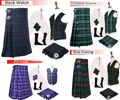 Men's Scottish 8 Yard Tartan Kilt - Highland Traditional Kilts & Accessories • $114