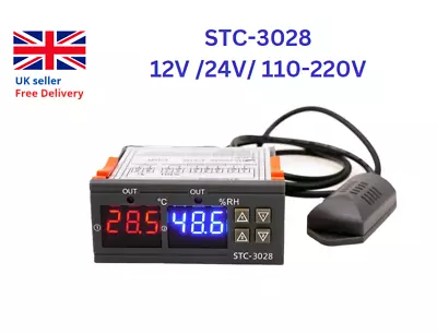 STC-3028 12/24/110-220V Dual Temperature Humidity Controller  Digital Thermostat • £12.99