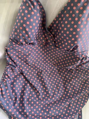 Beach Bump Motherhood Maternity One Piece Swimsuit XL Polka Dot Halter Ruching • $17.49