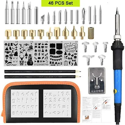 £20.89 • Buy 46PCS Wood Burning Pen Tool Soldering Stencil Iron Craft Set Pyrography Kit UK