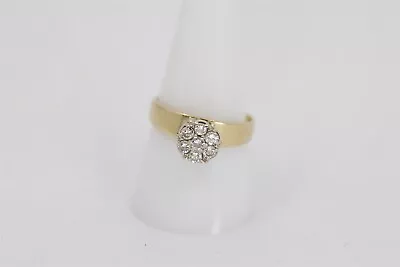 14K Vintage Yellow Gold Size 8.75 Diamond Flower Ring 0.50 Cttw • $498