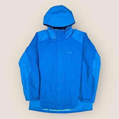 Mens Blue Jack Wolfskin Texapore Hooded Waterproof Jacket - Size 40/42 (L) H160 • £29.99