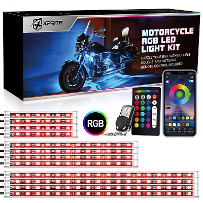 8/12Pods Motorcycle RGB LED Neon Under Glow Lights Strip Kit For Harley Honda US • $59.98