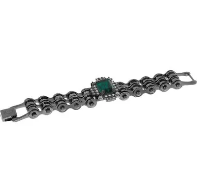 MAWI LONDON Hematite Plated Double Link Bike Chain Bracelet With Crystals  • $224.10