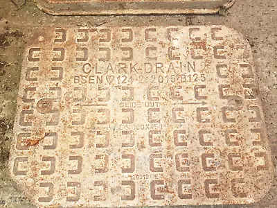 £55 • Buy Vintage Clark Drain Cast Iron Manhole Inspection Cover & Ring - 24.5  X 16.5 