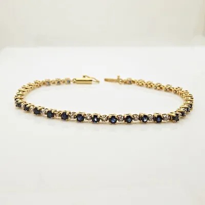 $525 • Buy 14k Diamond And Sapphire Tennis Line Bracelet