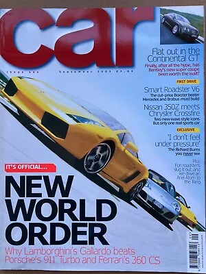 $9.92 • Buy CAR Magazine - September 2003 - 350Z V Crossfire, Gallardo V 911 Turbo V 360CS