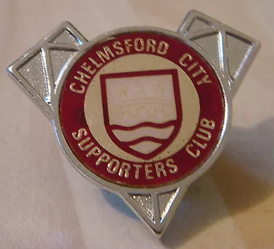 CHELMSFORD CITY FC Vintage Insert Type Badge Brooch Pin In Chrome 37mm X 33mm • £13