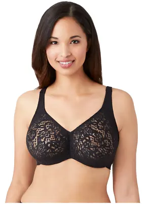 Wacoal 32DD Halo Lace Full Figure Underwire Stretch Lace Bra NWOT 65547 Black • $19.20