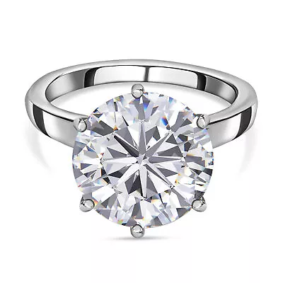 TJC 5.12ct Moissanite Solitaire Ring For Women In Platinum Over Silver • £97.99