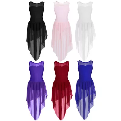 Girls Irregular Ballet Tulle Dress Contemporary Lyrical Ballroom Dance Costume • $19.02