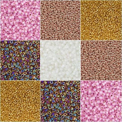 Miyuki Seed Beads 11/0  - Purple Iris White Lined Crystal AB Pink Gold Beige • £2.40