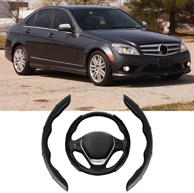 15'' Leather Carbon Fiber Car Steering Wheel Cover For Mercedes Benz C300 E350 • $15.19