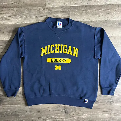 VTG Michigan Wolverines Hockey Sweatshirt Youth Medium Russell Athletic 90s USA • $16.95