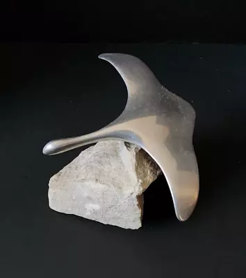 HOSELTON Metal Bird Figurine On Rock - 4.5  Flying Goose Aluminum Canada Signed • $19