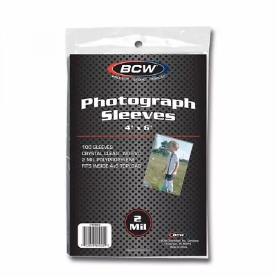 BCW Photo Sleeves 4x6 2 Mil Archival Soft Poly Bags Safe Storage Pack Of 100 • $7.09