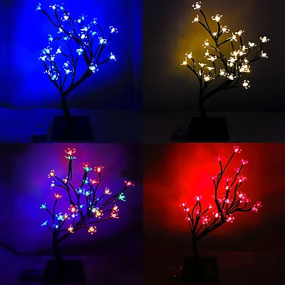 £10.25 • Buy 24 LED Cherry Blossom Tree 40cm Bonsai Christmas Light Home Battery Decoration