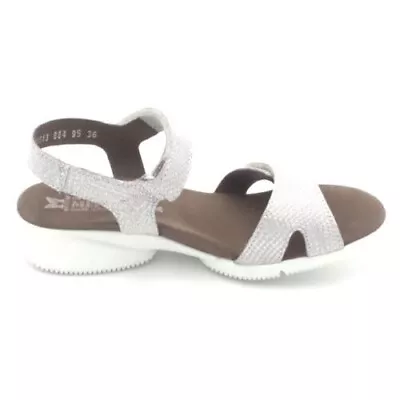 MEPHISTO Leather Quarter Strap Sandals Francesca Silver Snake • $25