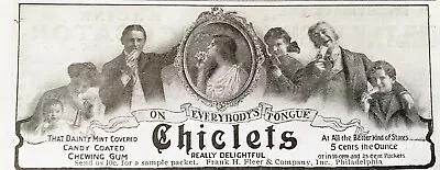1906 CHICLETS Vtg Print Ad~Mint Covered Candy Chewing Gum On Everybody's Tongue! • $14.95
