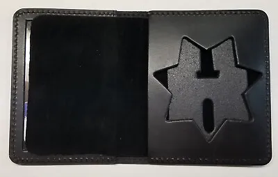 California CHP Recessed 3-inch 7-point Star/ID Black Leather Bi-Fold Wallet • $29.95