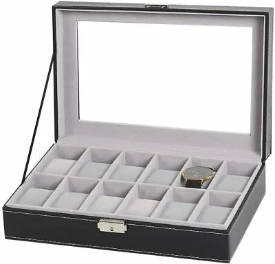 12 Slots PU Leather Watch Box Display Case Organizer Jewelry Holder Men & Women • $16.39