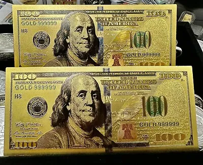 1 Gram 24k Gold Leaf $100 Bill Foil Bar Notes (lot Of 2) • $18