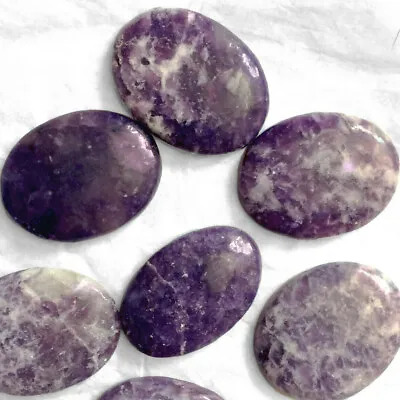 Natural Purple Lepidolite Palm Stone Crystal Healing Reiki Polished Worry Stone • $10.28