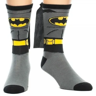 Batman DC Comics Licensed 'Suit Up' Mens Crew Sock With Cape • $11.99