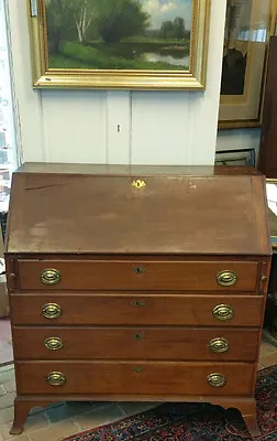 Important Massachusetts Cherry Hepplewhite French Foot Slant Front Desk C-1805 • $3895