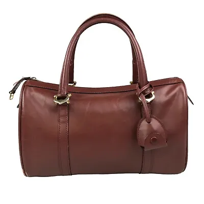 $5.50 • Buy CARTIER Bag Handbag Mini Boston Bag Dark Red Brown Leather Must Line Authentic