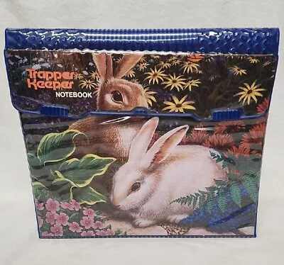 Vintage Mead Trapper Keeper Binder Bunny Rabbits Blue 90s Notebook EUC Folder • $41.99