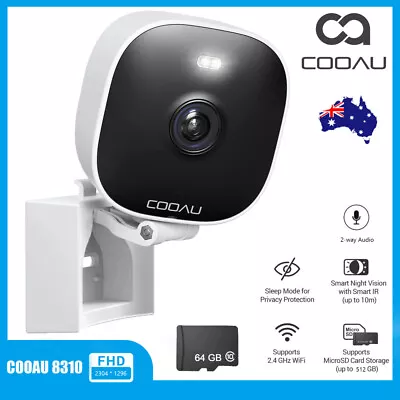 COOAU 2K Smart Home Cam WIFI IP Camera CCTV HD Home Security IR Camra Outdoor • $33.99