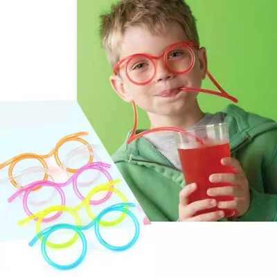 Straw Glasses Fun Drinking Straws Reusable Drink Party Games Gift Crazy Child • £3.19