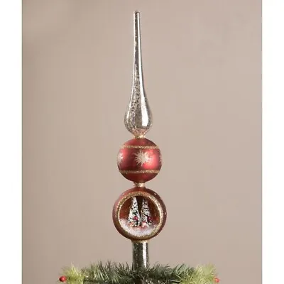 Bethany Lowe Santa In Sleigh Indent Mercury Glass Christmas Tree Topper Finial • $38.95