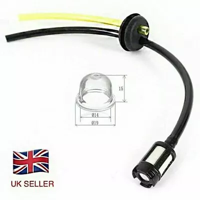 Petrol Strimmer Fuel Pipe Hose Tube Tank Filter & Grommet + 19mm Primer Bulb • £3.99