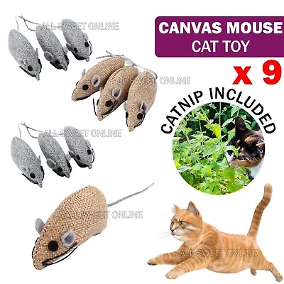 9pcs Catnip Canvas Mouse Pet Kitten Cat Interactive Training Play Catmint Toy • $14