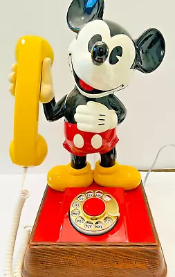 Vintage Disney 15  Mickey Mouse 1976 Rotary Telephone AT&T Design Line With Box • $225