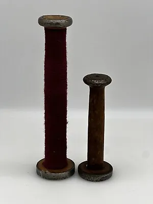 Wooden Bobbin Spool Candlestick Holders Vintage 10  And 7” • $25