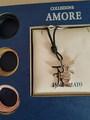 Morellato NEW Silver Love Amore Pendant Necklace W/3 Color Interchangable Straps • $30