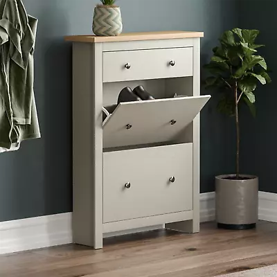 Shoe Rack Shoes Storage Cabinet Wooden Stand Cupboard Unit 3 Drawer Organiser • £65.99