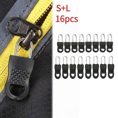 16Pcs Universal Metal Zipper Fixer Slider Puller Zip Replacement Head Repair Set • £4.97