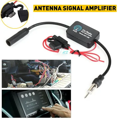 Universal AM&FM Inline Car Antenna Radio Signal Amplifier Amp Booster Wire 12V • £10.49