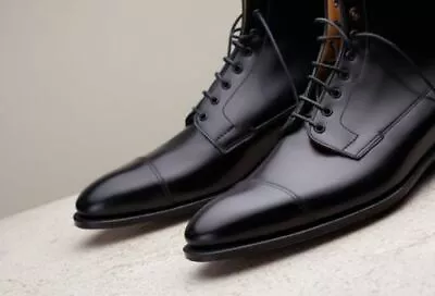 Handmade Men Black Leather Boots Dress Boots For Men Ankle High Boots/shoes • $164.99