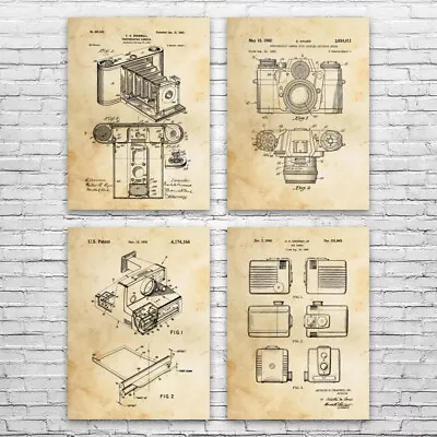 Camera Patent Posters Set Of 4 Camera Decor Photographer Gift Camera Art Print • £43.38