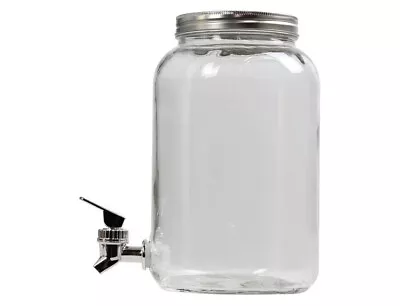 Clear Glass Drinks Dispenser With TAP 3L Juice Water Milk Cocktail JUG • £14.99