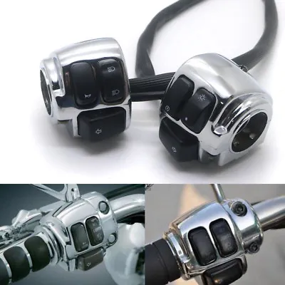 $43.23 • Buy Motorcycle Chrome 1  Handlebar Control Switch Housing Wiring Harness For Harley