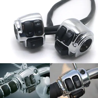 Motorcycle Chrome 1  Handlebar Control Switch Housing Wiring Harness For Harley • $42.77