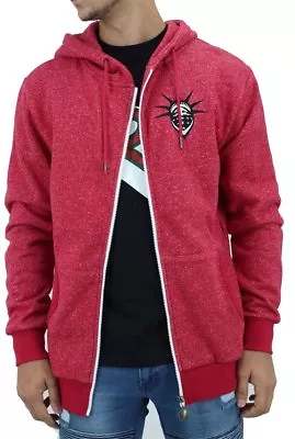 YLD Men's Designer Snowflake Red Zip Up Hoodie New Hip Hop Era Is Time Money • $105.69