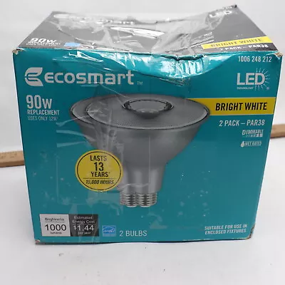 (2-Pk) EcoSmart Equivalent PAR38 Dimmable Flood LED Light Bulb Bright White 90W • $12.78