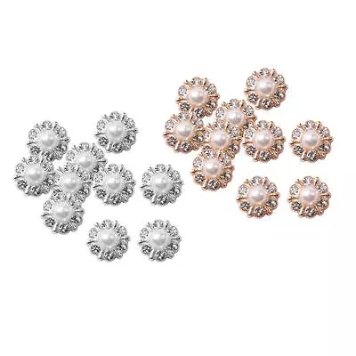 10 Pieces Small Rhinestone Pearl Buttons Bling Flower Button Metal Alloy • £5.12